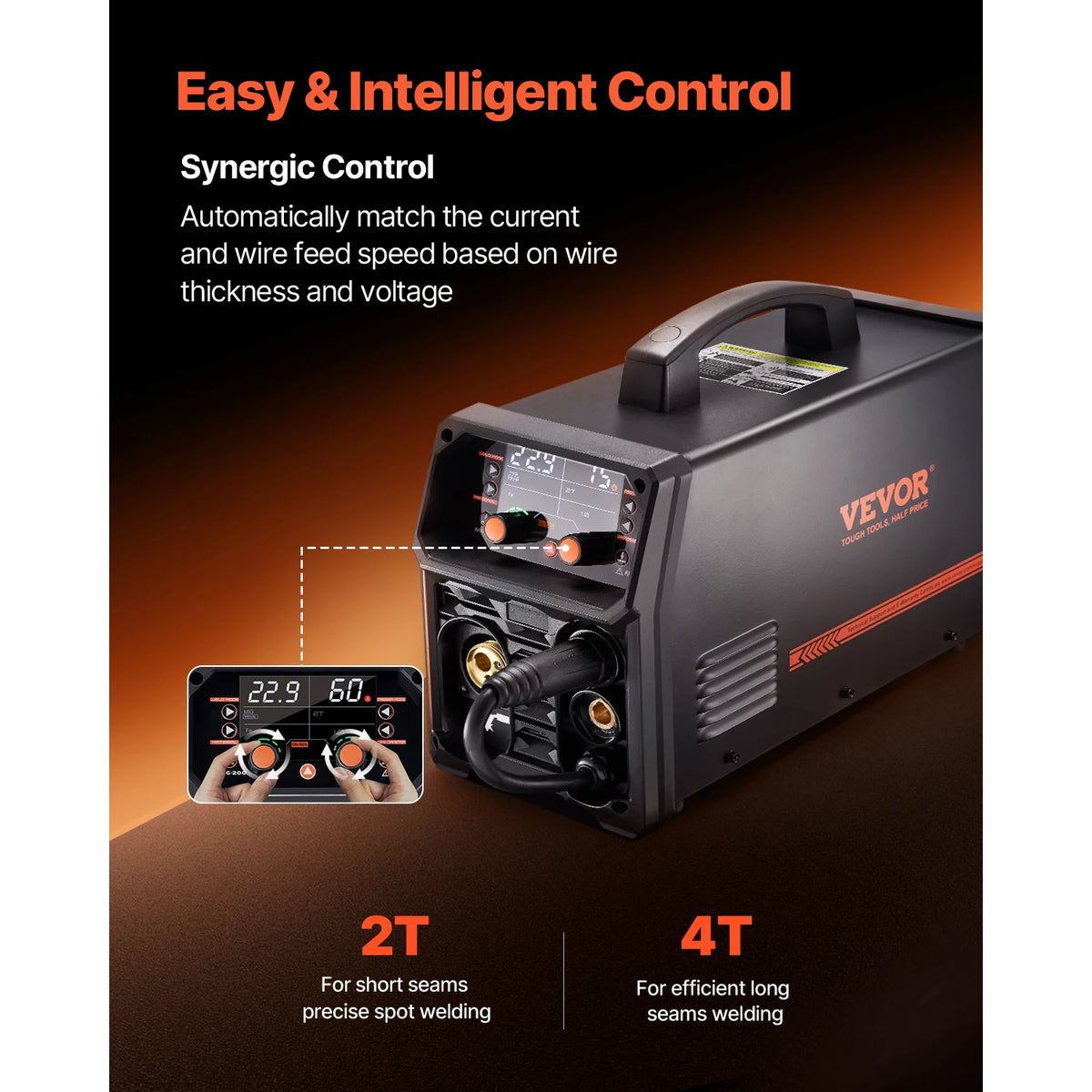 VEVOR 5-In-1 MIG Welder 200Amp Pluse Mig Welding Machine Gas Mig/Flux Core Mig/Stick/Lift TIG/AU TIG with LCD Screen Display