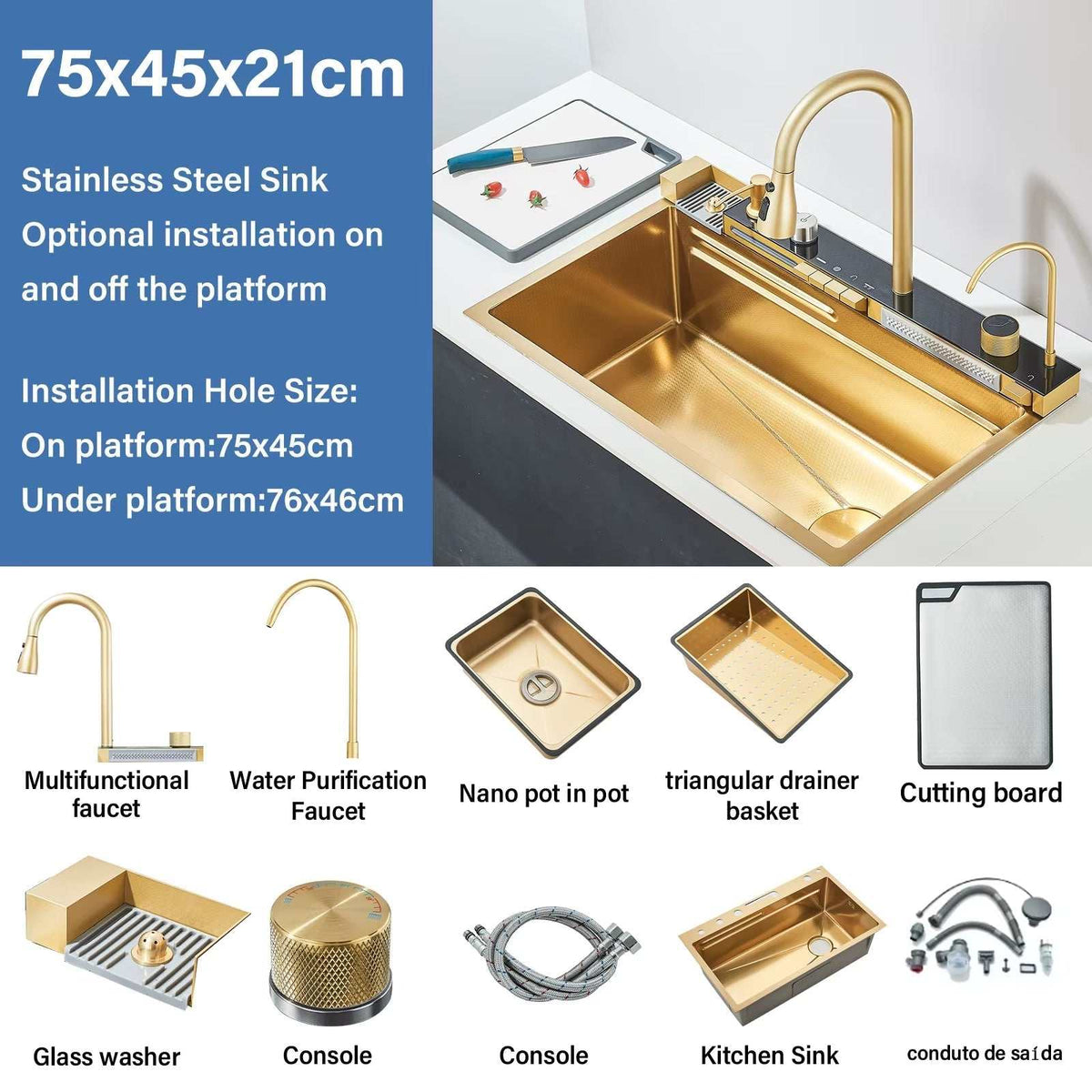 304 Stainless Steel Waterfall Kitchen Sink
