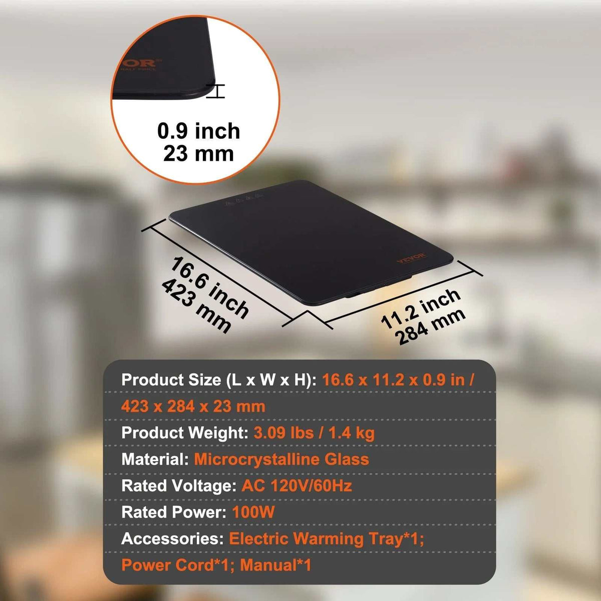 Portable Electric Glass Warming Tray