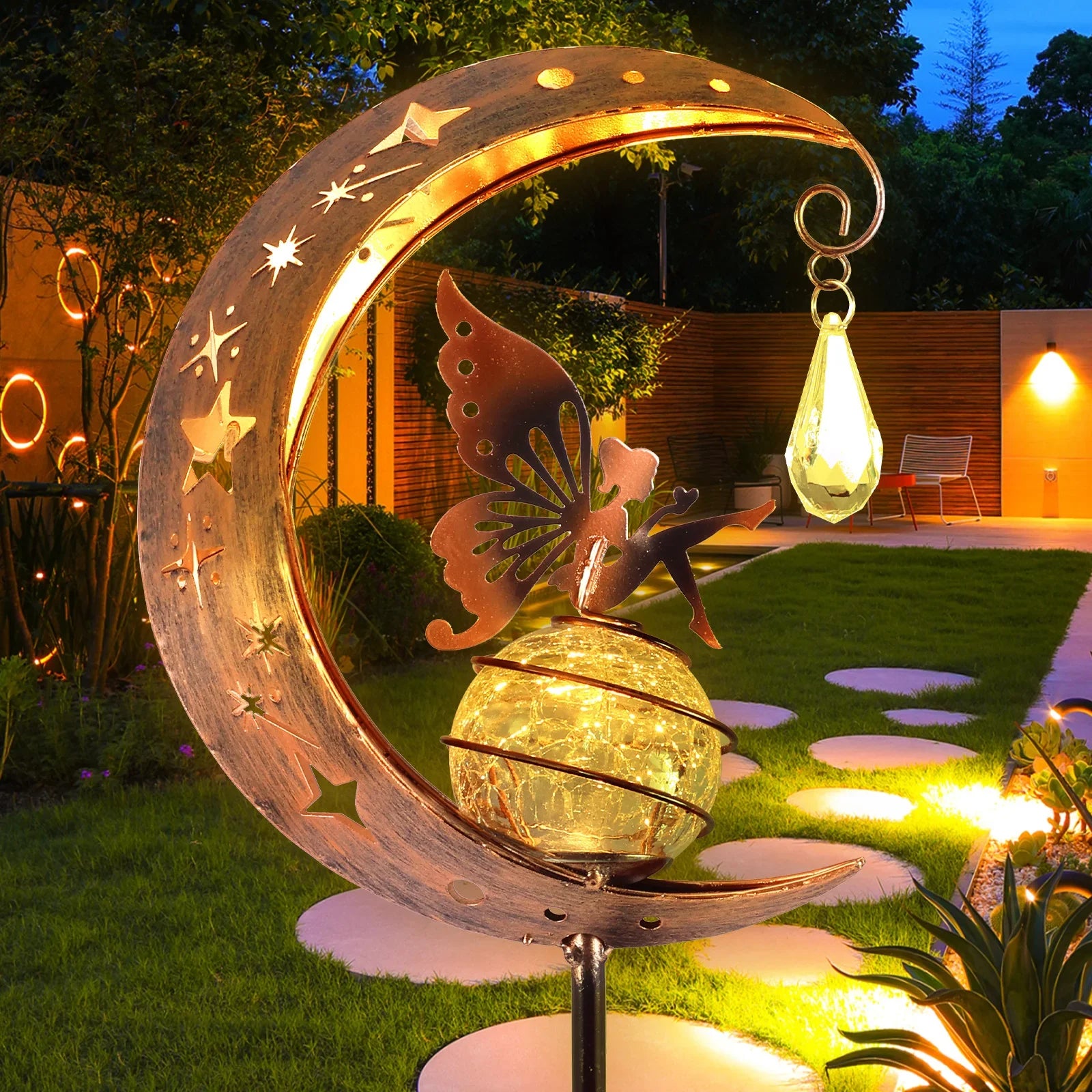 Fairy Moon Solar Light Lawn Outdoor Ornament
