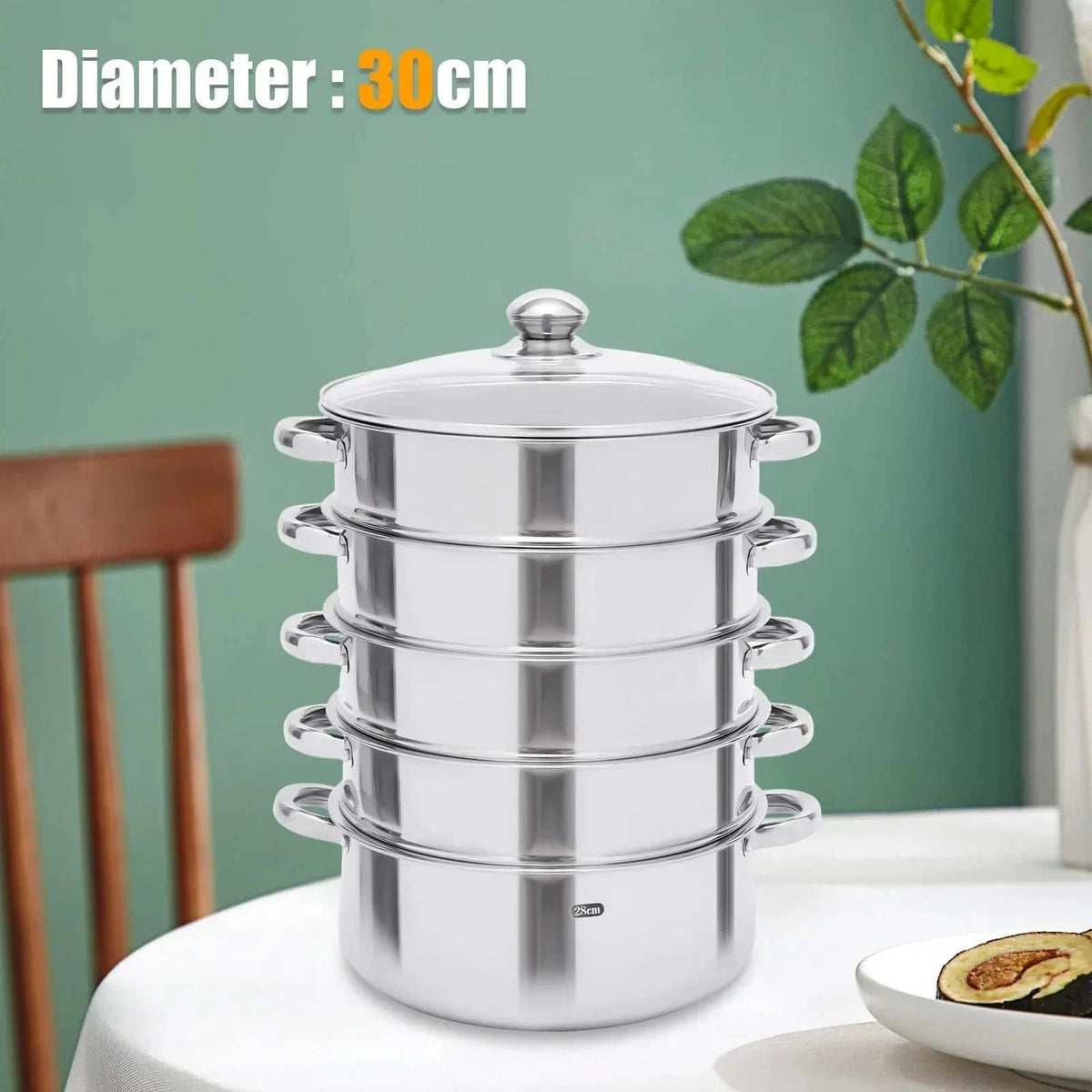 30Cm 5-Tier Stainless Steel Steamer
