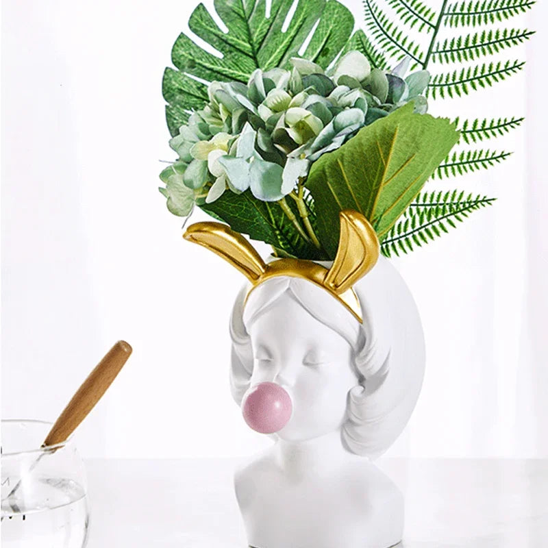 Nordic Style Cute Human Head Flower Vases