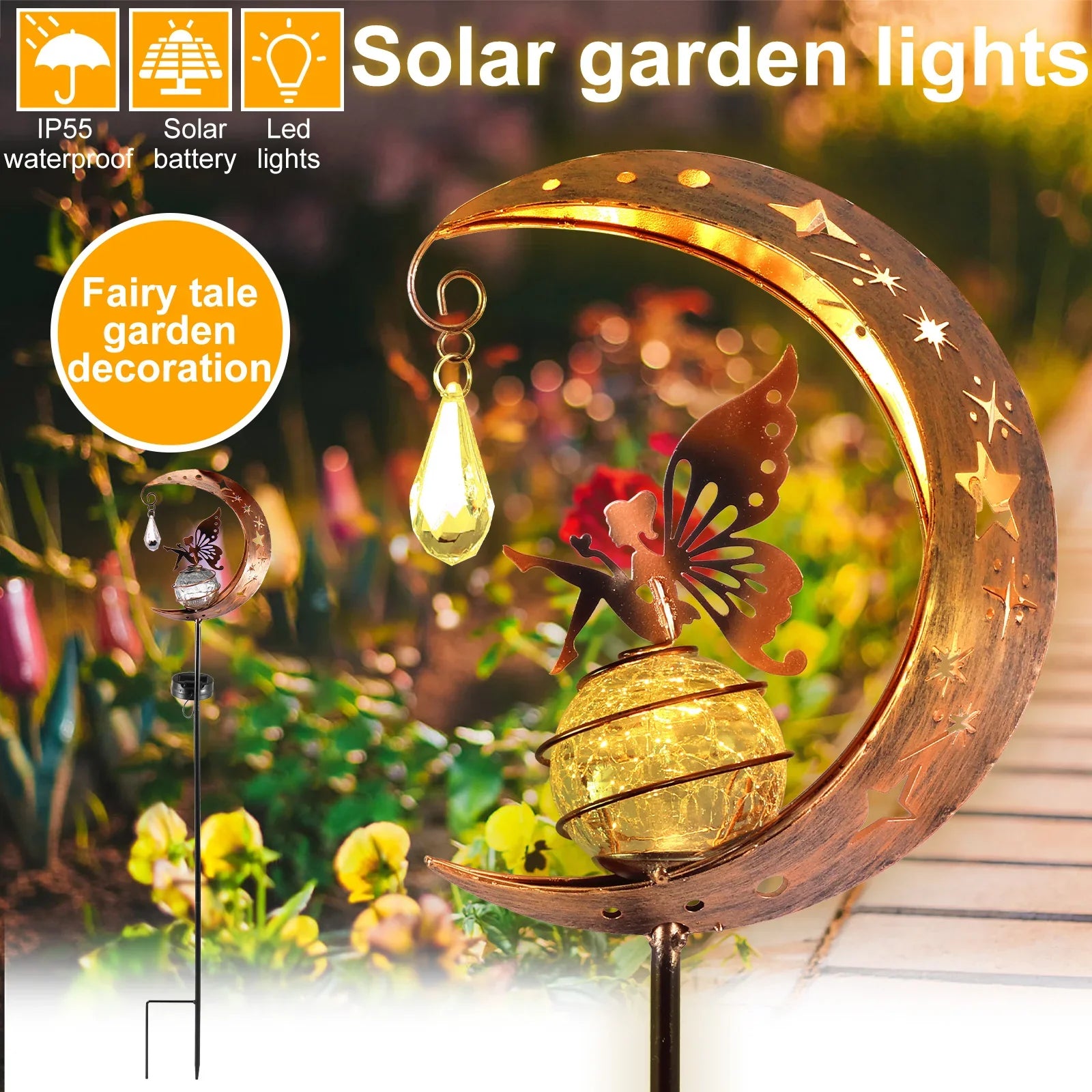 Fairy Moon Solar Light Lawn Outdoor Ornament