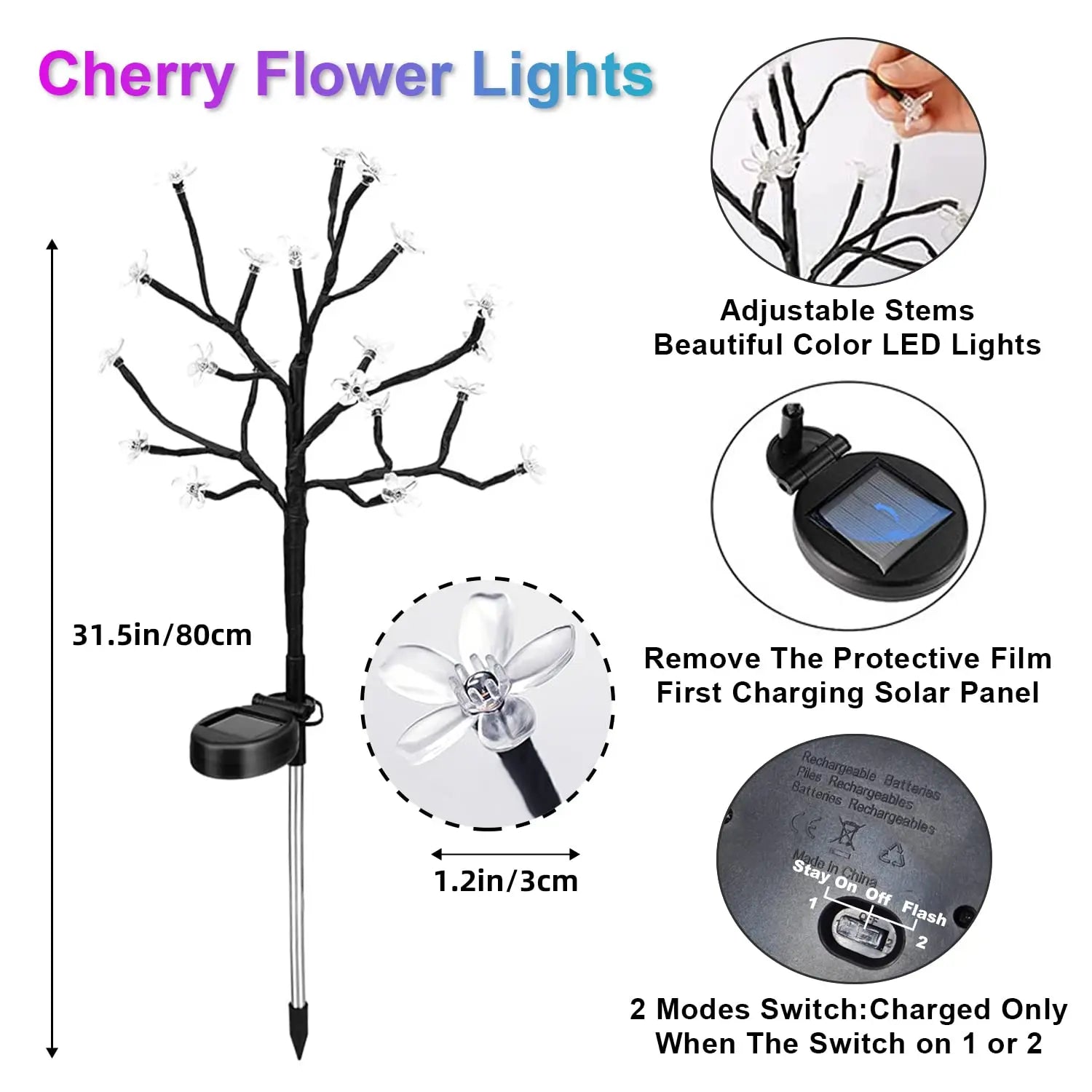 Outdoor Solar Flower Light for Garden Decoration