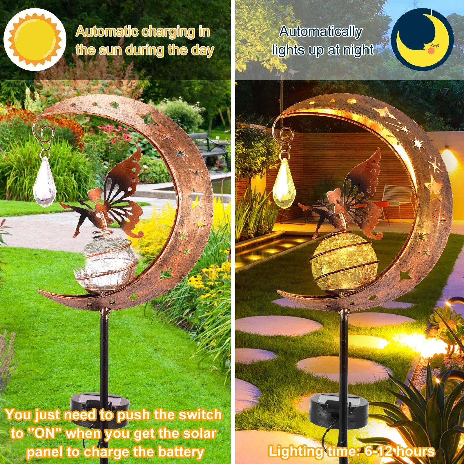 Fairy Moon Solar Light Lawn Outdoor Ornament