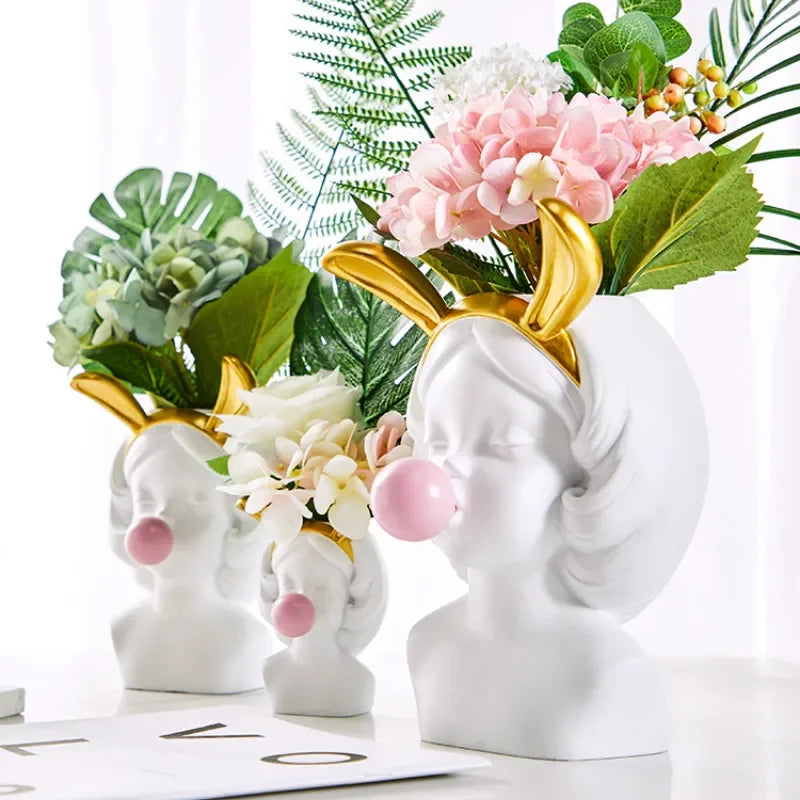 Nordic Style Cute Human Head Flower Vases