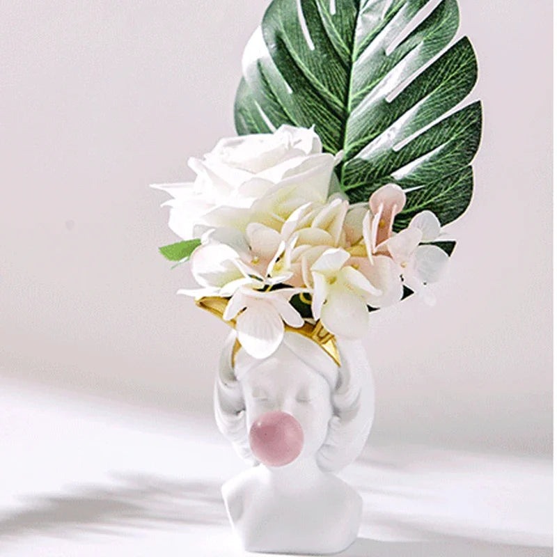 Nordic Style Cute Human Head Flower Vases