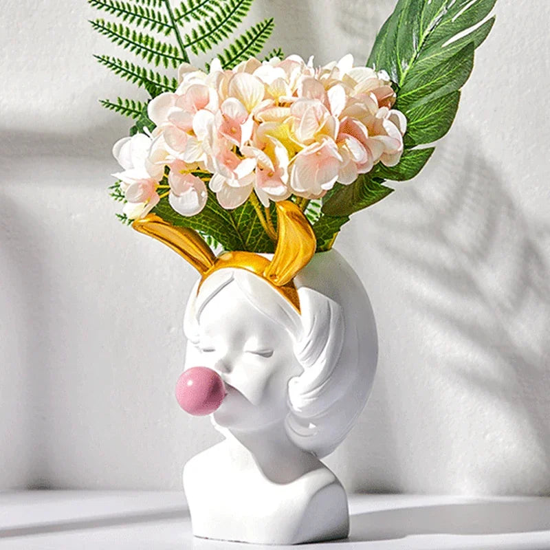Nordic Style Cute Human Head Flower Vases
