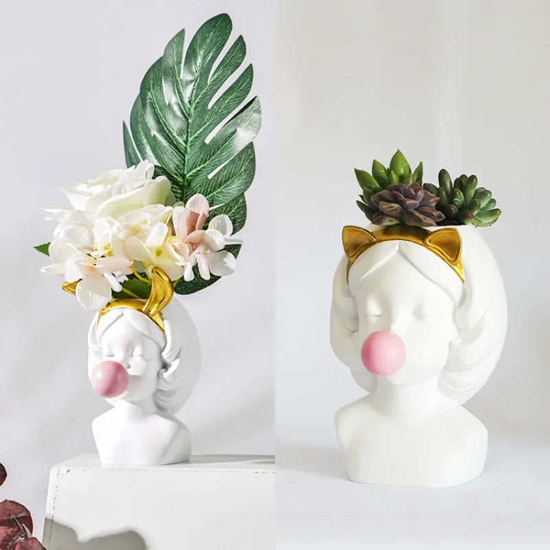 Nordic Style Cute Human Head Flower Vases