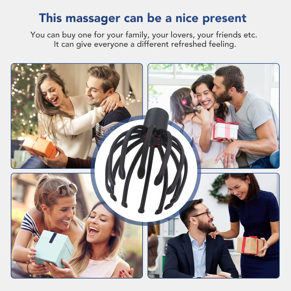 Electric Octopus Claw Scalp Massager Stress Relief Therapeutic Head Scratcher Stress Relief and Hair Stimulation Massage