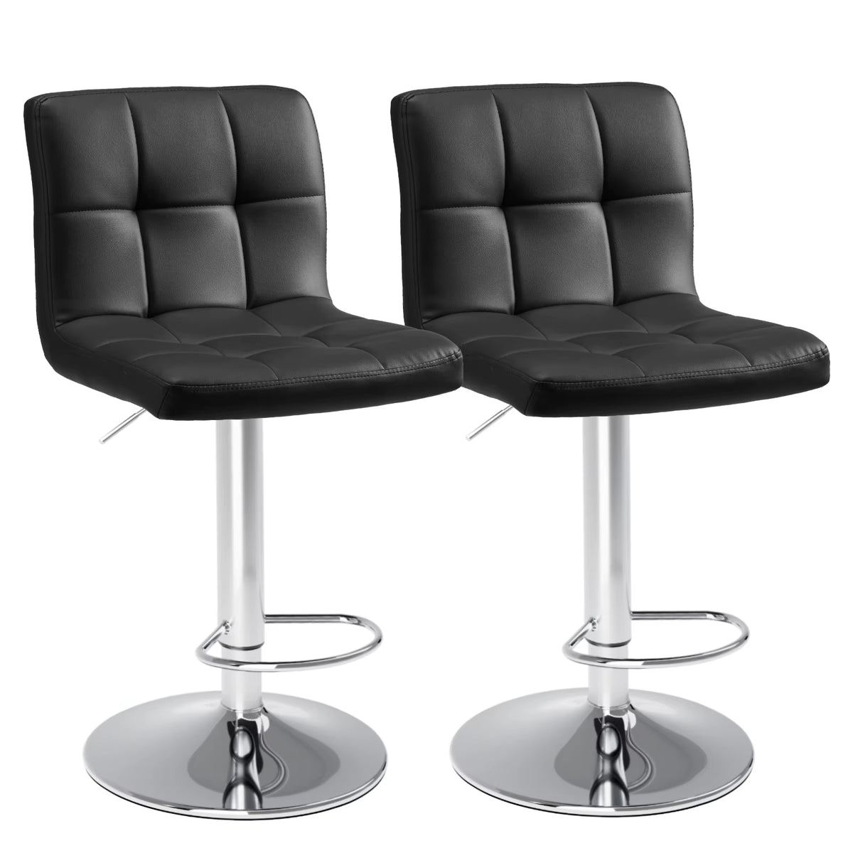 PU Leather Bar Stools Set of 2,Upholstered Counter Height Bar Stools,Sgs Certified Gas Gylinder Comfortbale Backrest